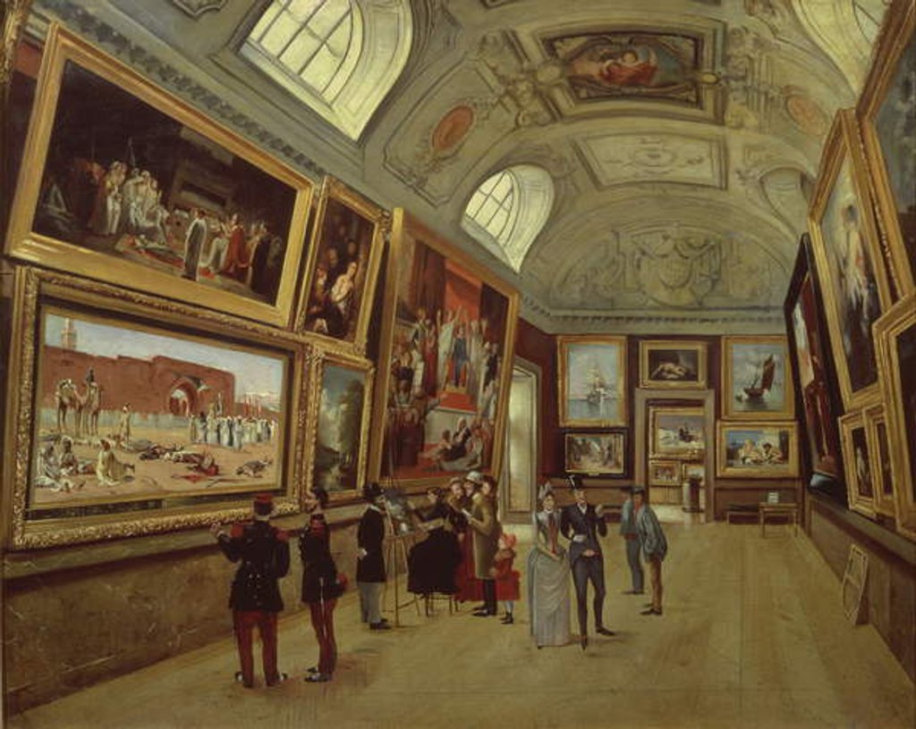 Detail of A Picture gallery at the Musee du Luxembourg, 1883-85 by French School