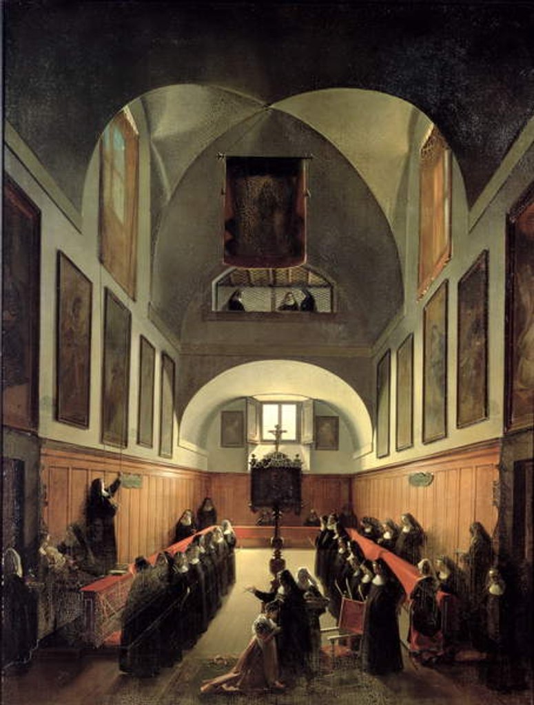 Detail of The initiation of a young novice from Albano in the choir of the convent of St. Clare in Rome by Francois-Marius Granet