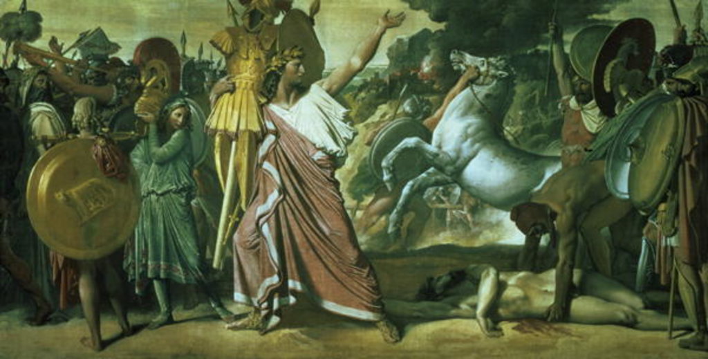 Detail of Romulus, conqueror of Acron, taking his booty to the Temple of Jupiter, 1812 by Jean Auguste Dominique Ingres