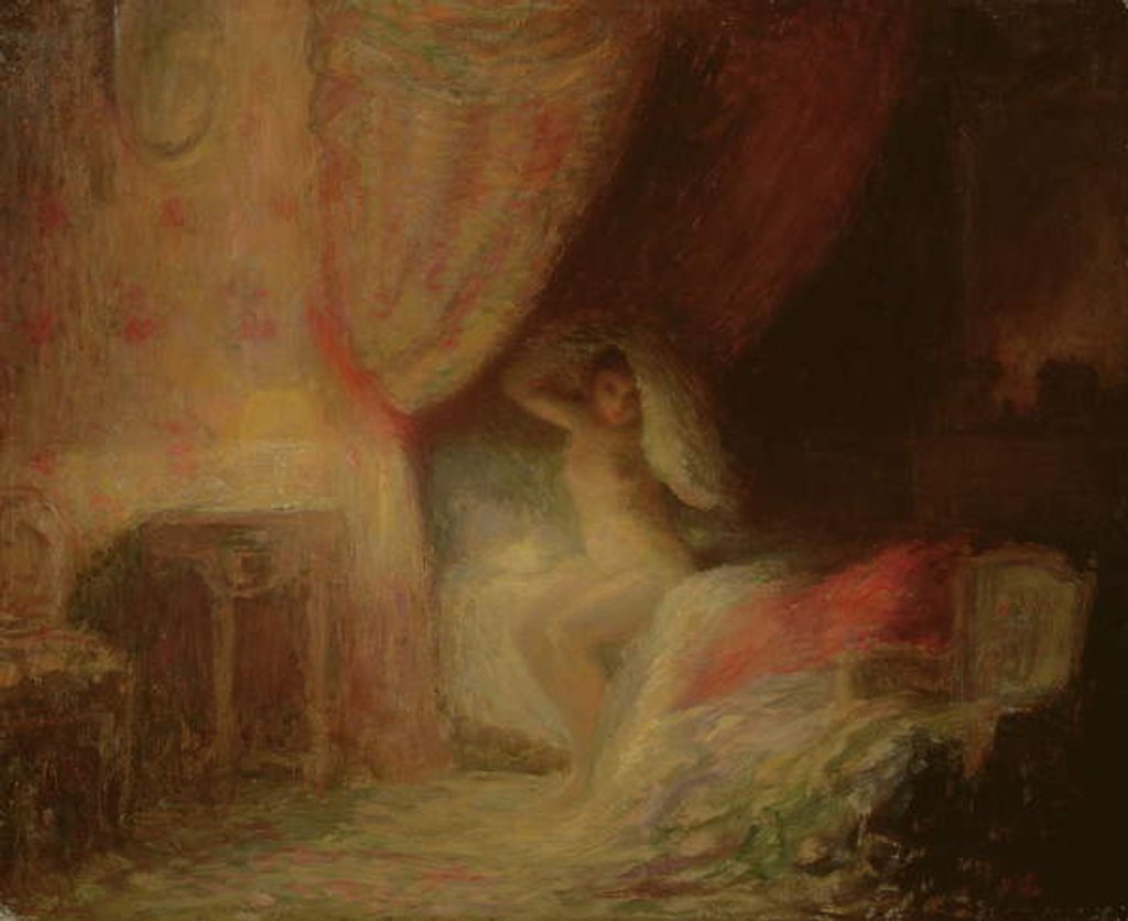 Detail of Bedroom scene bathed in light by Victor Lecomte