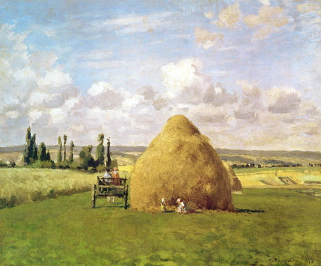 Detail of The haystack, Pontoise, 1873 by Camille Pissarro