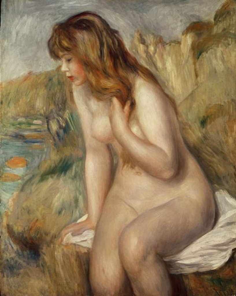 Detail of Bather seated on a rock, 1892 by Pierre Auguste Renoir