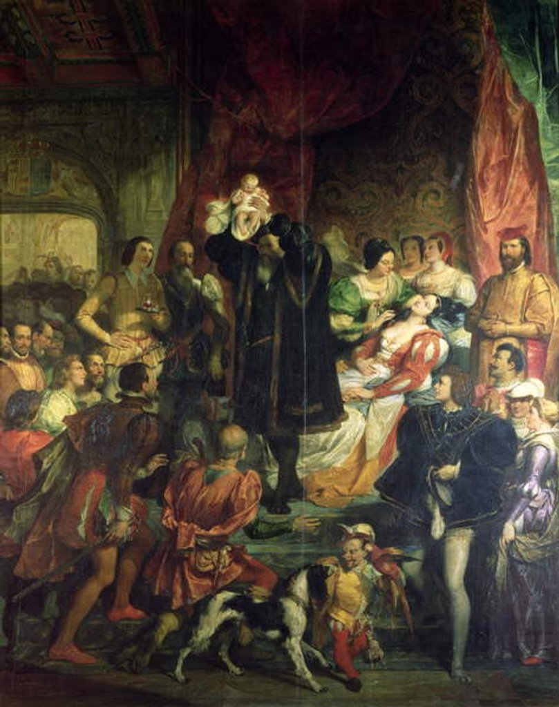 Detail of The Birth of Henri IV at the castle of Pau, 13th December 1553, 1827 by Eugene Deveria