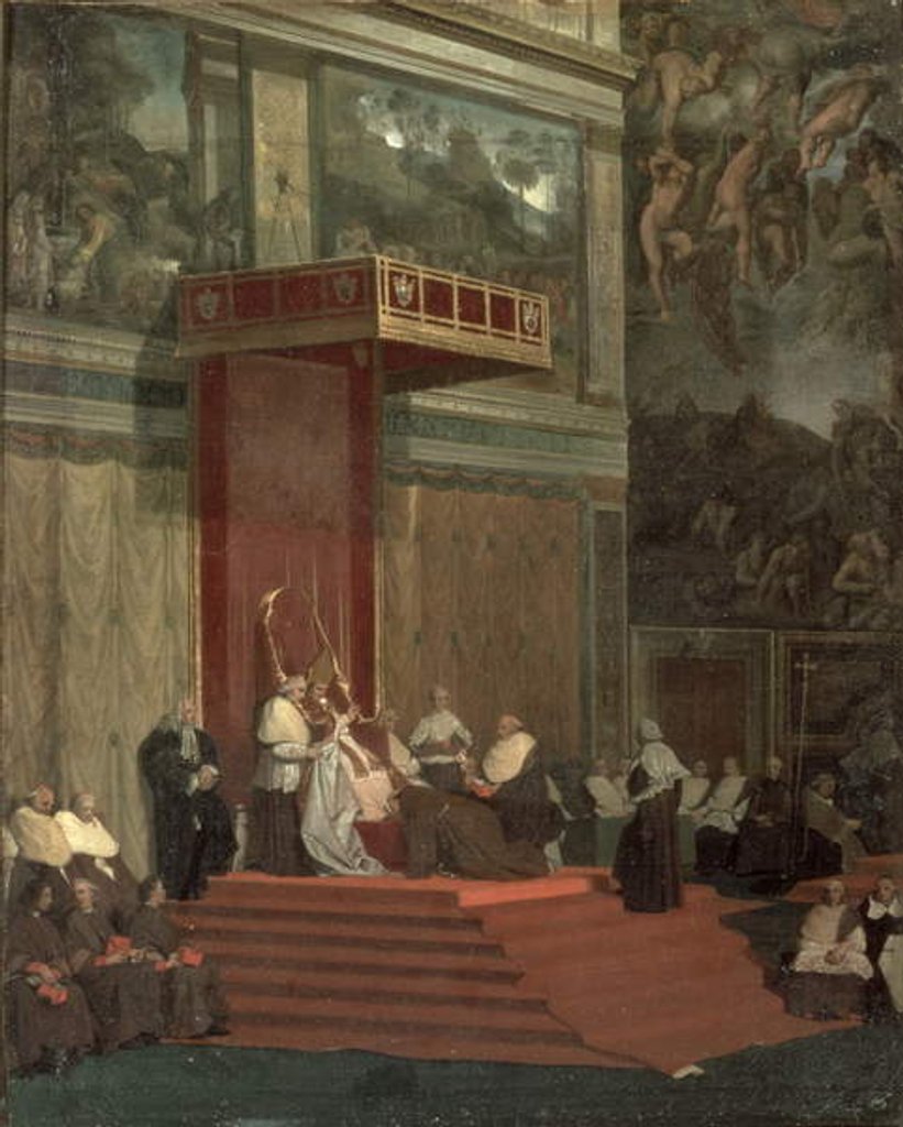 Detail of Pope Pius VII attending chapel, 1820 by Jean Auguste Dominique Ingres