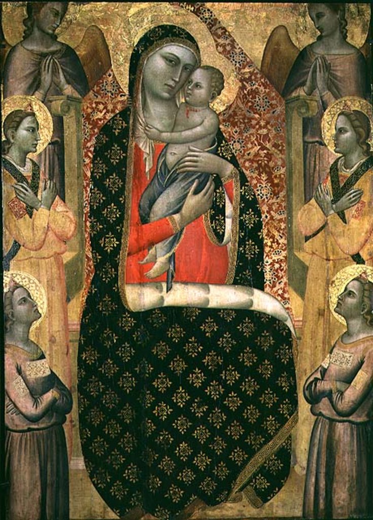 Detail of Madonna and child enthroned with six angels by Allegretto Nuzi