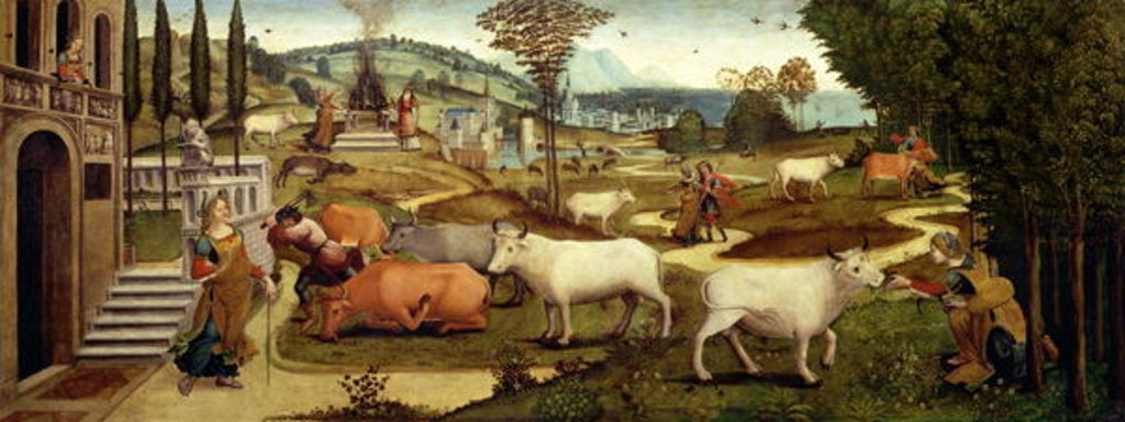 Detail of The Passions of Pasiphae, wife of King Minos of Crete by Master of the Campana Cassoni