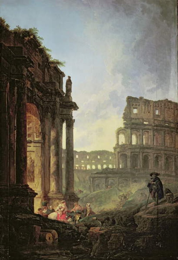 Detail of Italian landscape by Hubert Robert
