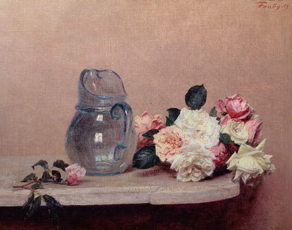 Detail of Still Life with Roses, 1889 by Ignace Henri Jean Fantin-Latour