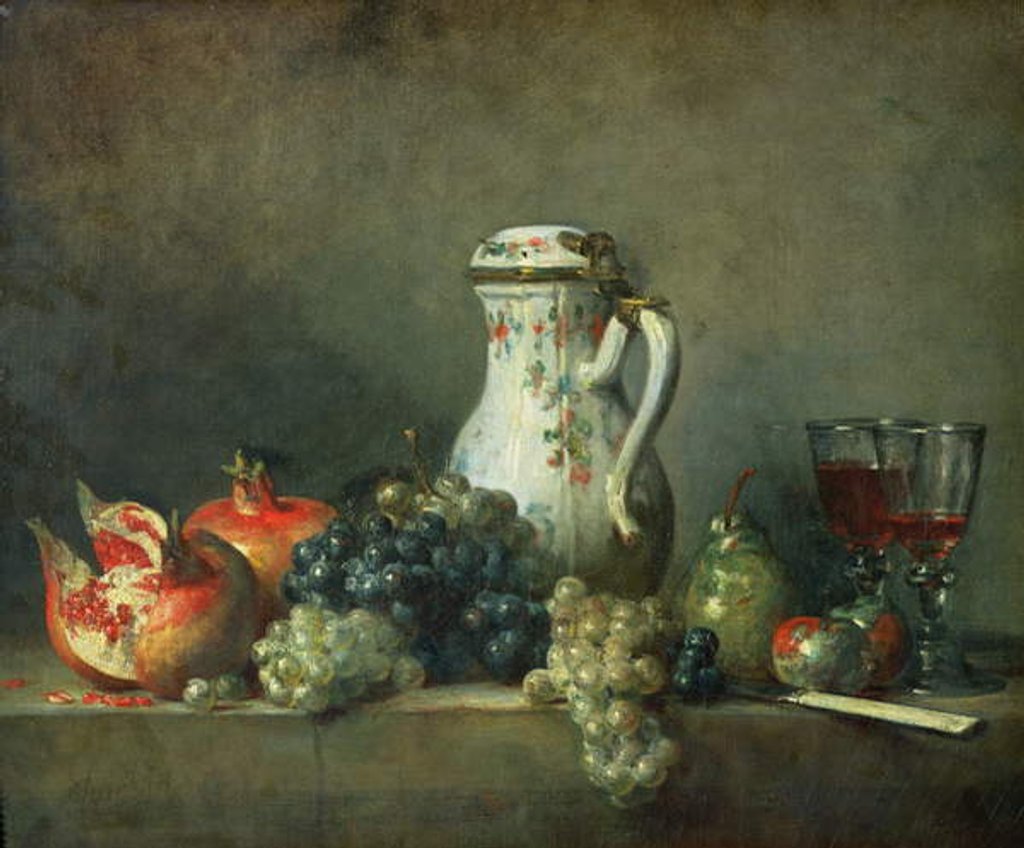 Detail of Still Life with Grapes and Pomegranates, 1763 by Jean-Baptiste Simeon Chardin