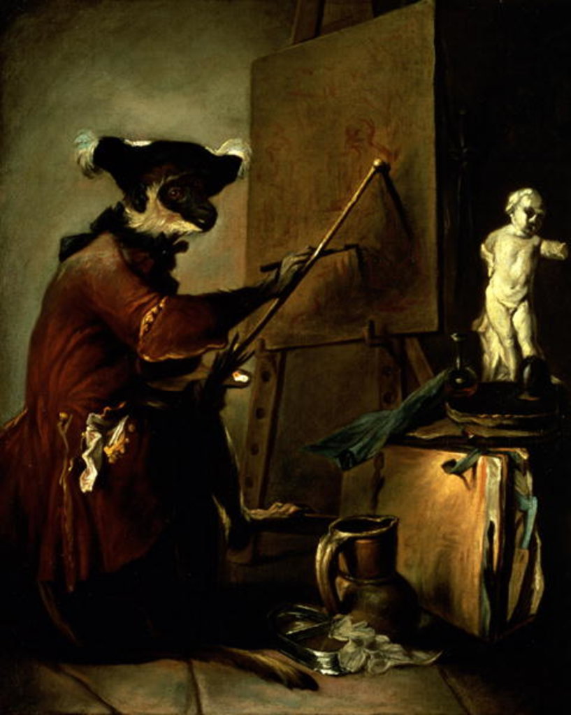 Detail of The Monkey Painter, 1740 by Jean-Baptiste Simeon Chardin