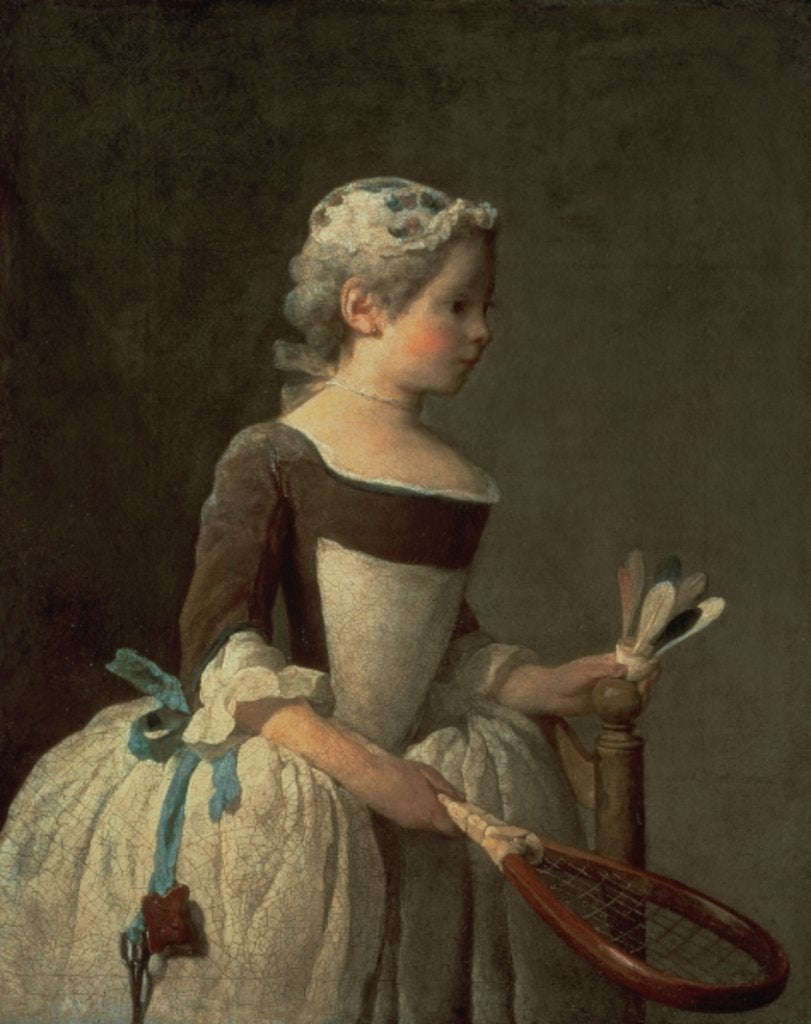 Detail of Girl with Racket and Shuttlecock by Jean-Baptiste Simeon Chardin