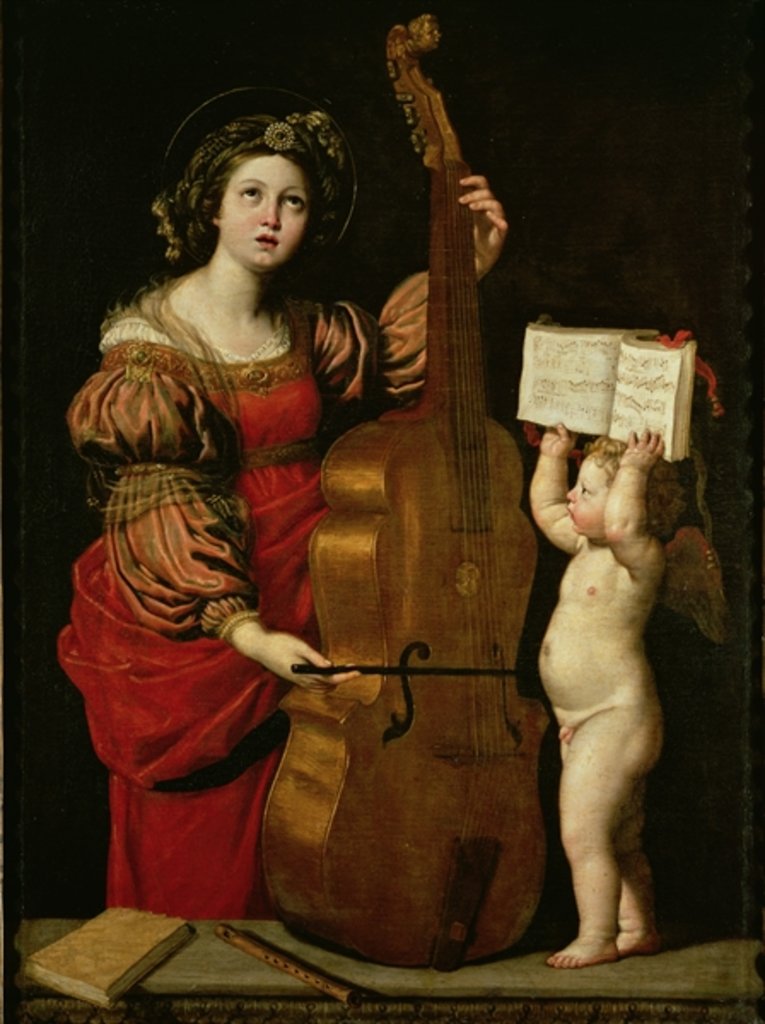 Detail of St. Cecilia with an angel holding a musical score, c.1620 by Domenichino