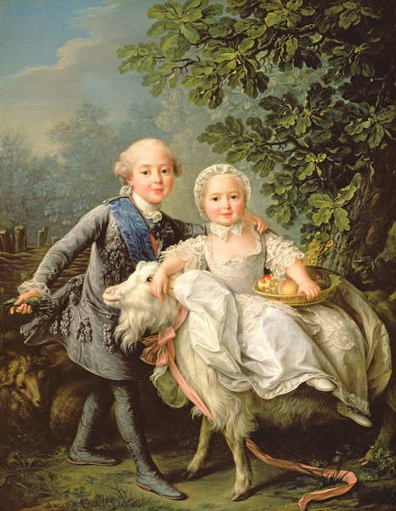 Detail of Portrait of Charles Philippe of France and his sister Marie Adelaide 1763 by Francois-Hubert Drouais