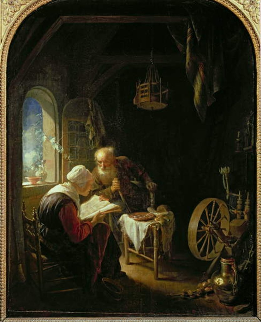 Detail of The Bible Lesson, or Anne and Tobias by Gerrit or Gerard Dou