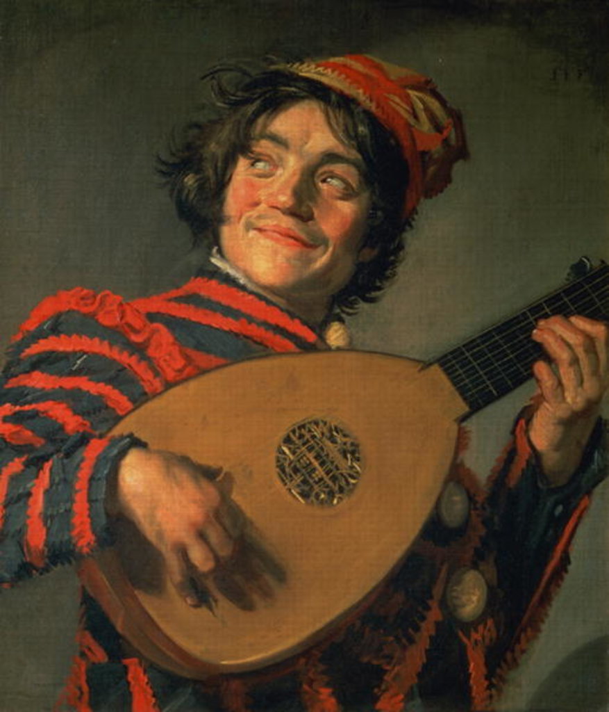 Detail of Portrait of a Jester with a Lute by Frans Hals