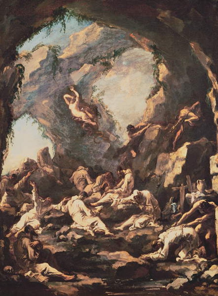 Detail of Monks in Prayer, Tempted by the Devil by Alessandro Magnasco