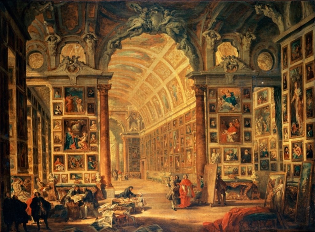 Detail of Interior View of The Colonna Gallery, Rome by Giovanni Paolo Pannini or Panini
