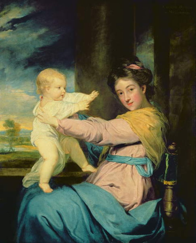 Detail of Portrait of Caroline, Duchess of Marlborough with her daughter Lady Caroline Spencer 1764-67 by Joshua Reynolds