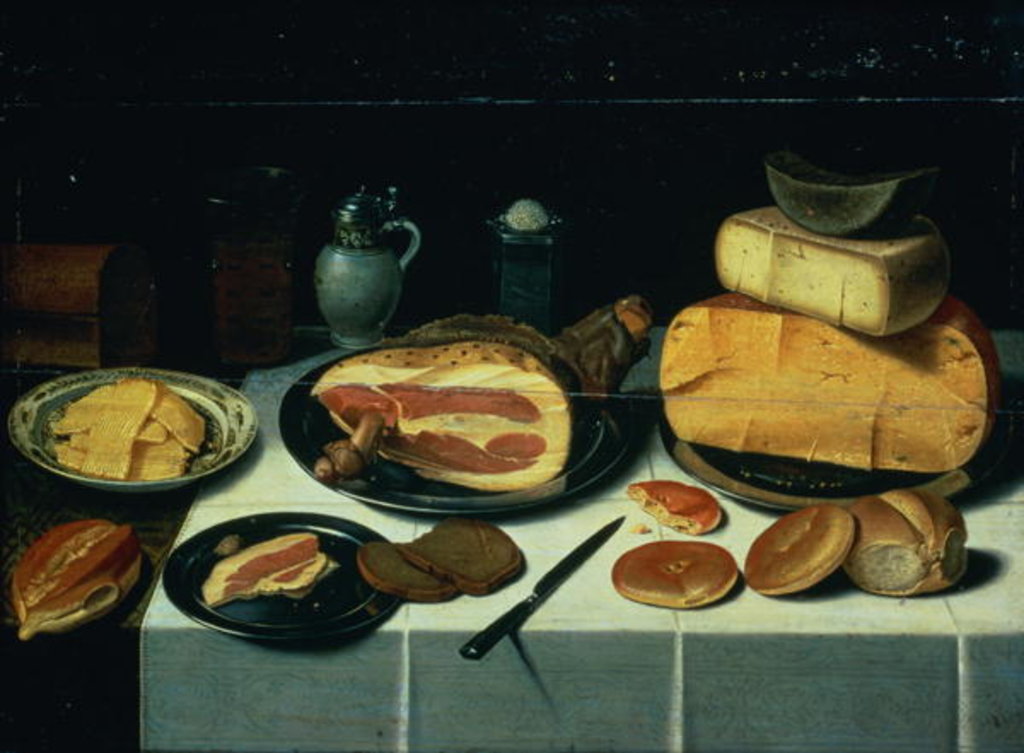 Detail of Still Life with a Ham by Floris van Schooten