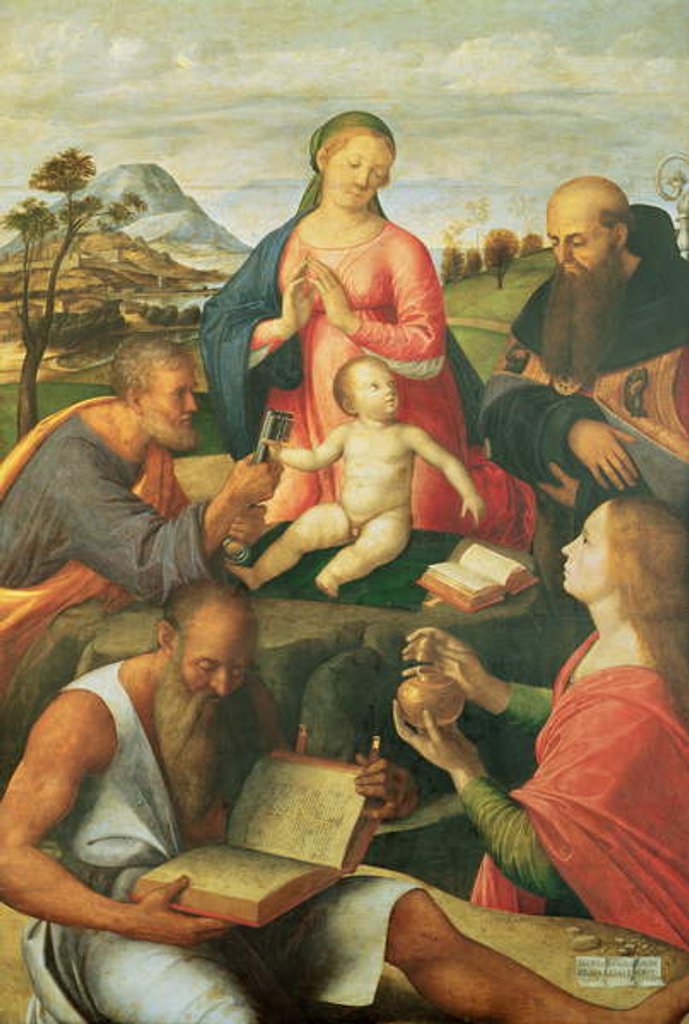 Detail of Madonna and Child with SS. Peter, Jerome and Mary Magdalene with a Bishop, 1500 by Alvise Vivarini