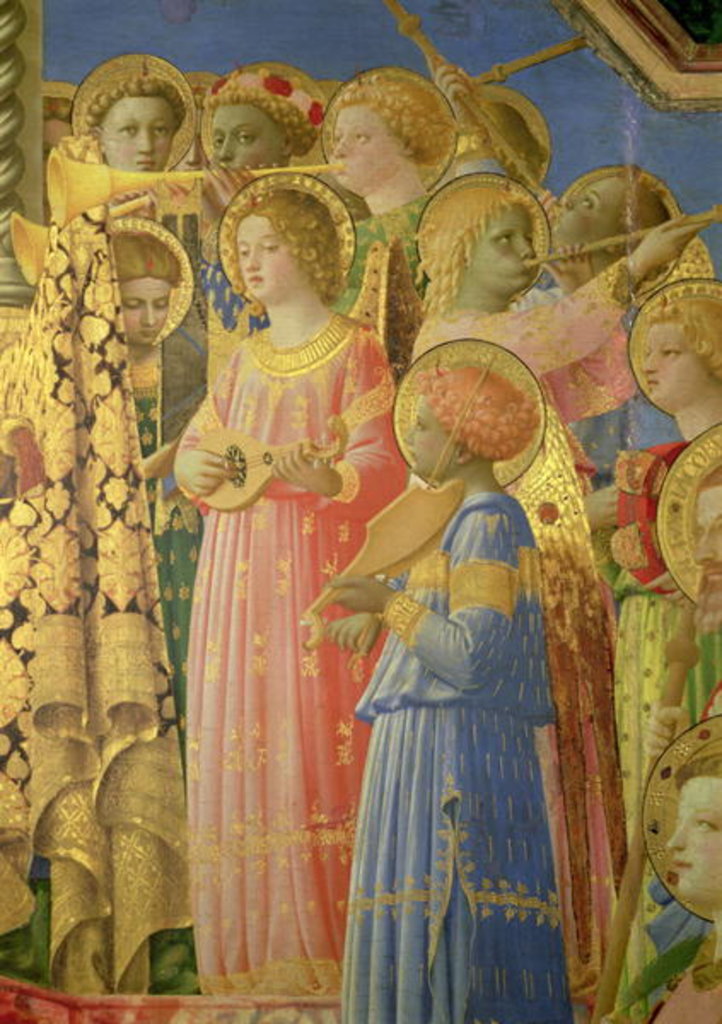 Detail of The Coronation of the Virgin, detail showing musical angels, c.1430-32 by Fra Angelico