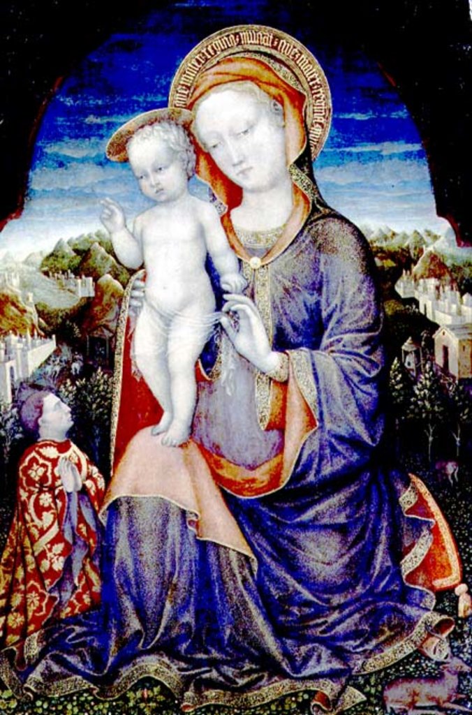 Detail of The Madonna of Humility adored by Leonello d'Este by Jacopo Bellini