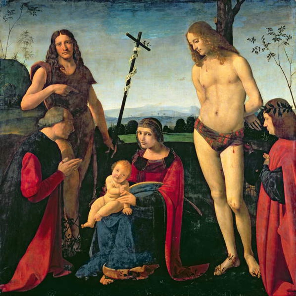 Detail of Madonna and Child with SS. John the Baptist and Sebastian Between Two Donors, c.1500 by Giovanni Antonio Boltraffio