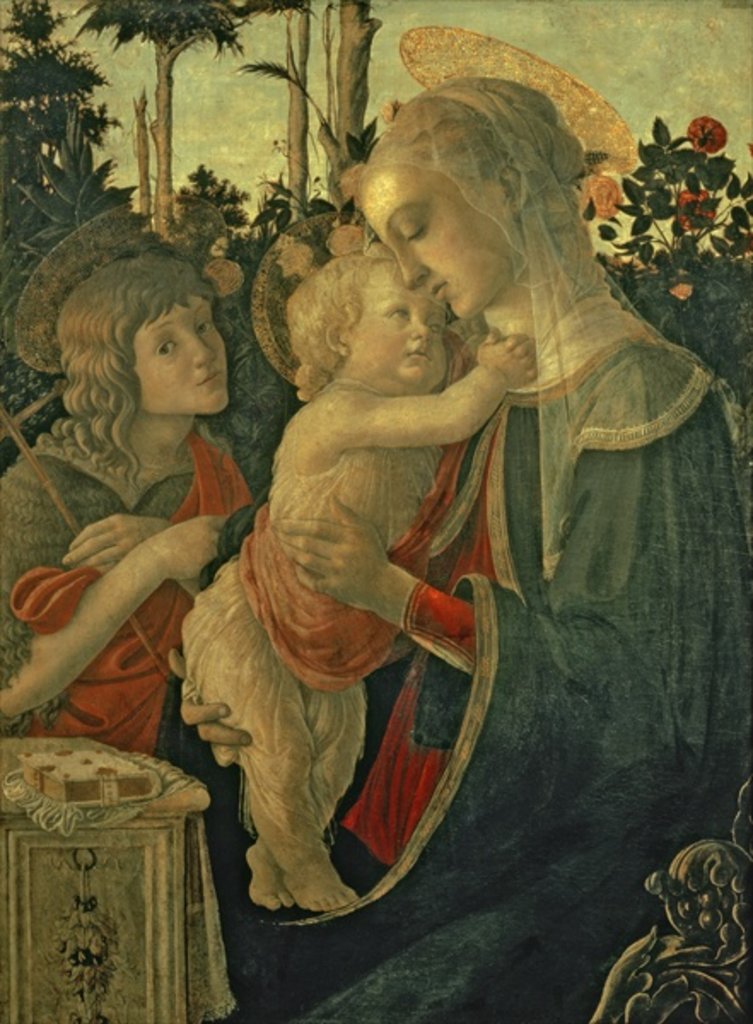 Detail of Madonna and Child with St. John the Baptist by Sandro Botticelli