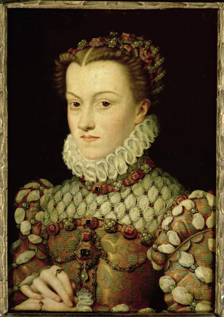 Detail of Portrait of Elizabeth of Austria Queen of France, c.1570 by Francois Clouet