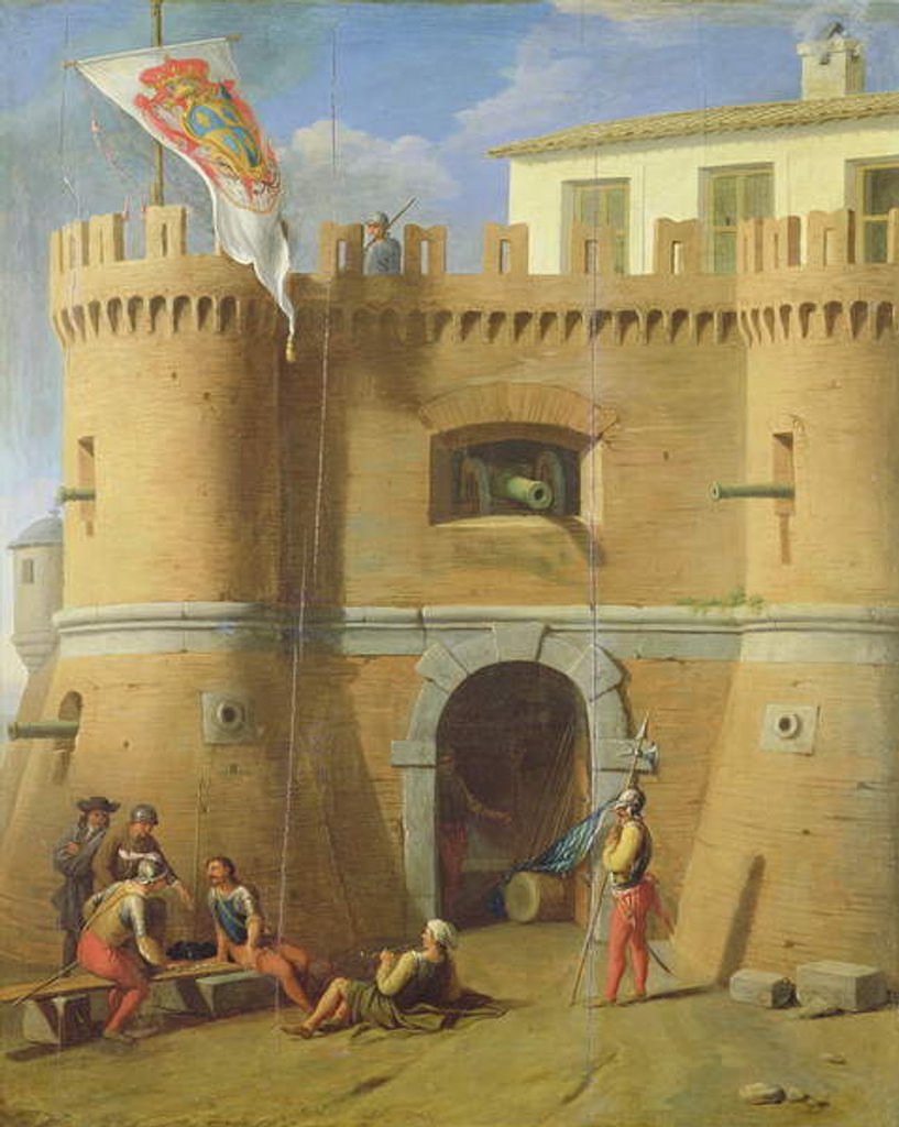 Detail of Soldiers outside a Fortified Castle by Michele Giambono