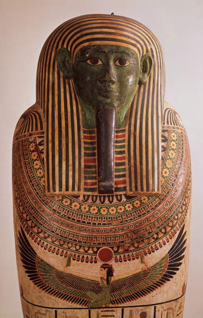 Detail of Outer lid of the sarcophagus of Psametik I Late Period by Egyptian 26th Dynasty