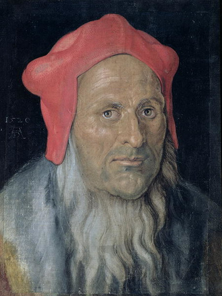 Detail of Portrait of a Bearded Man in a Red Hat, 1520 by Albrecht Dürer or Duerer