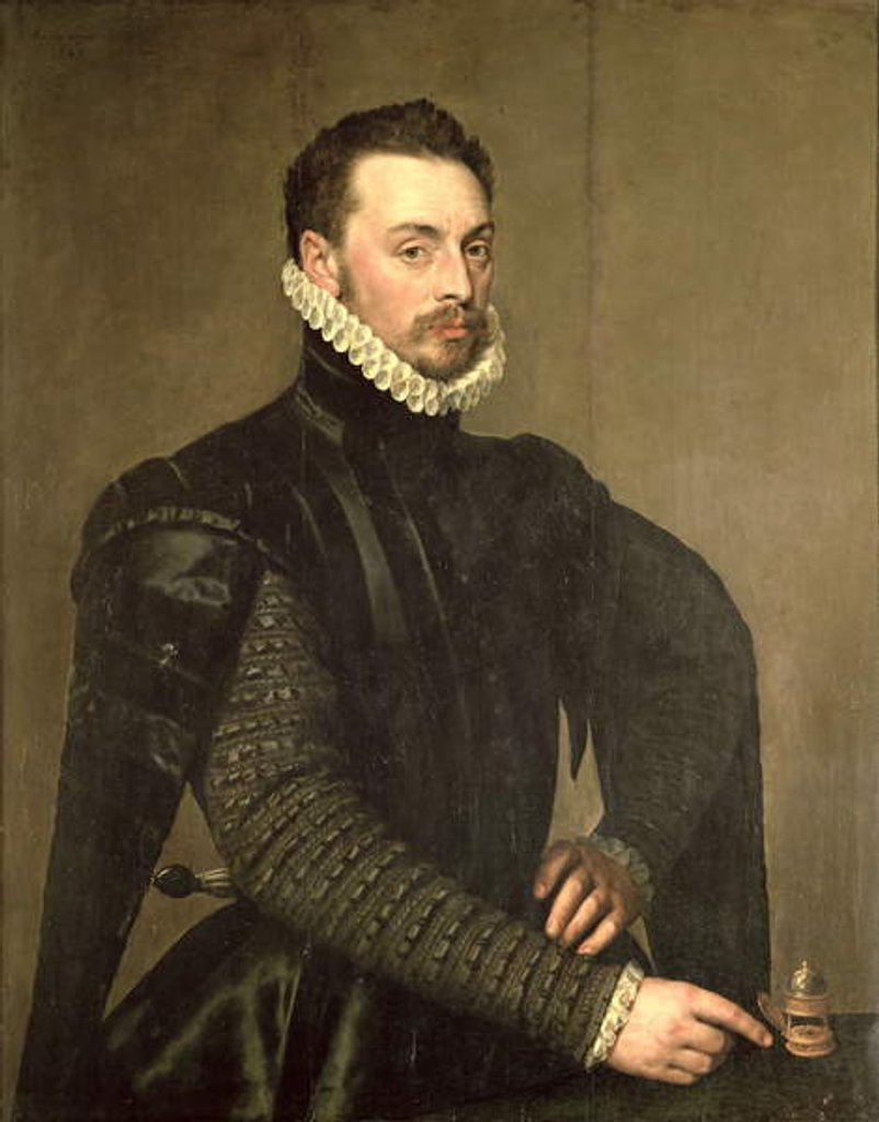 Detail of Portrait of a Man from the Retinue of Cardinal Granvelle by Anthonis van Dashorst Mor