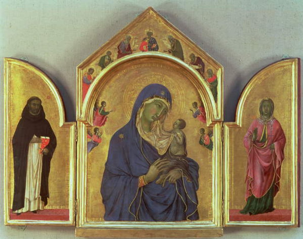 Detail of Madonna and Child with Saints Dominic, Aurea and Patriarchs and Prophets c.1312-15 by Duccio di Buoninsegna