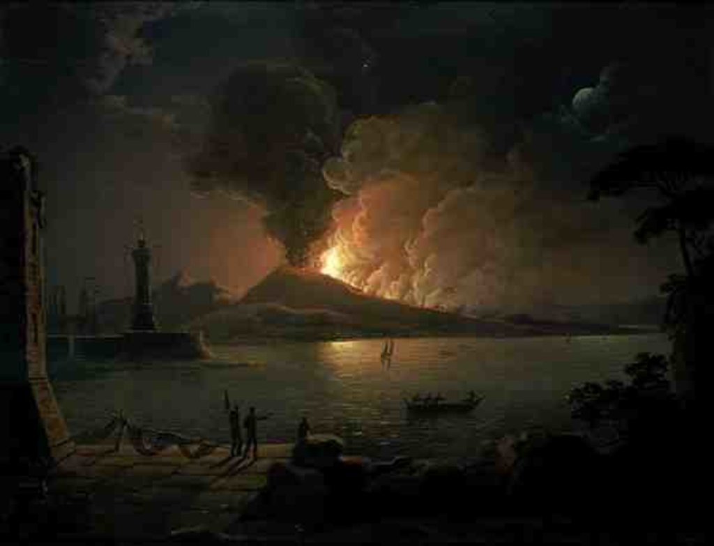 Detail of A View of Mount Vesuvius Erupting by Abraham Pether