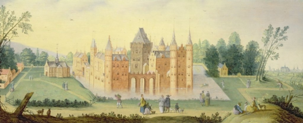 Detail of Abbey and Chateau at Egmond by Claes Jacobsz. van der Heck