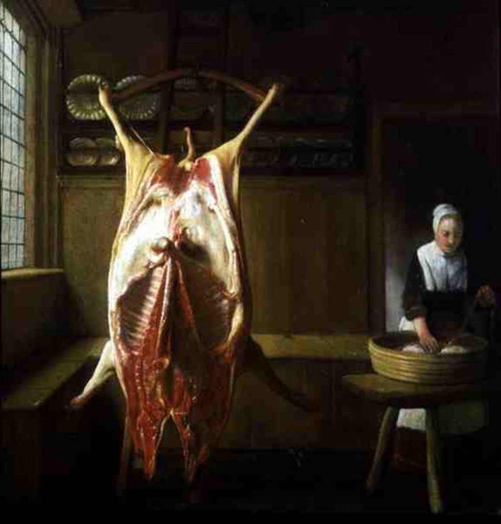 Detail of The Butcher's Shop by Reinier or Reynier Coveyn or Covyn