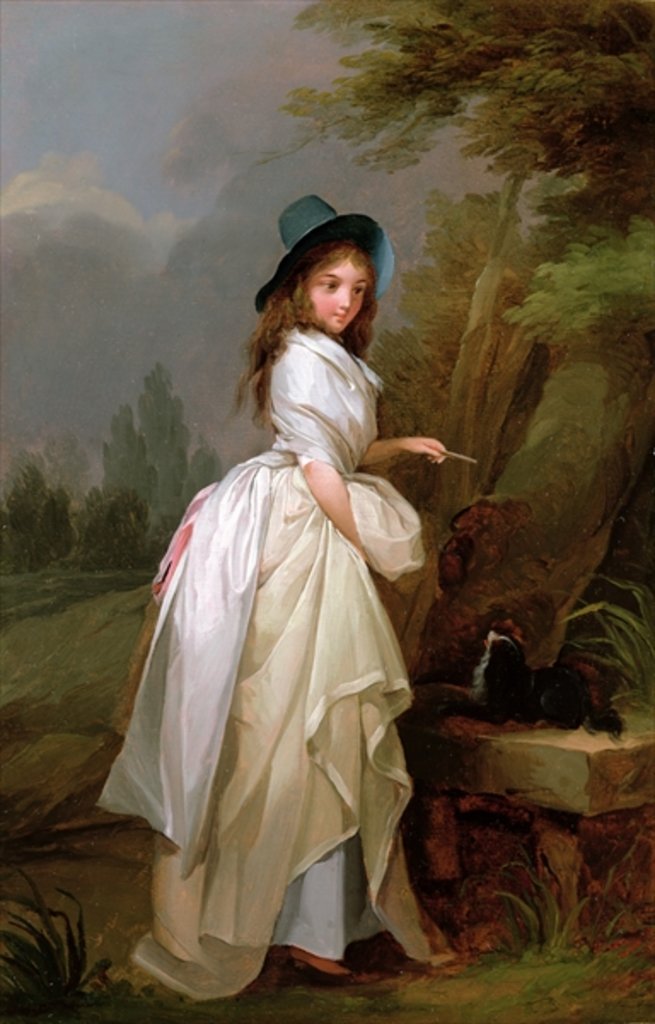 Detail of A Young Woman inscribing a Tree by Louis Leopold Boilly