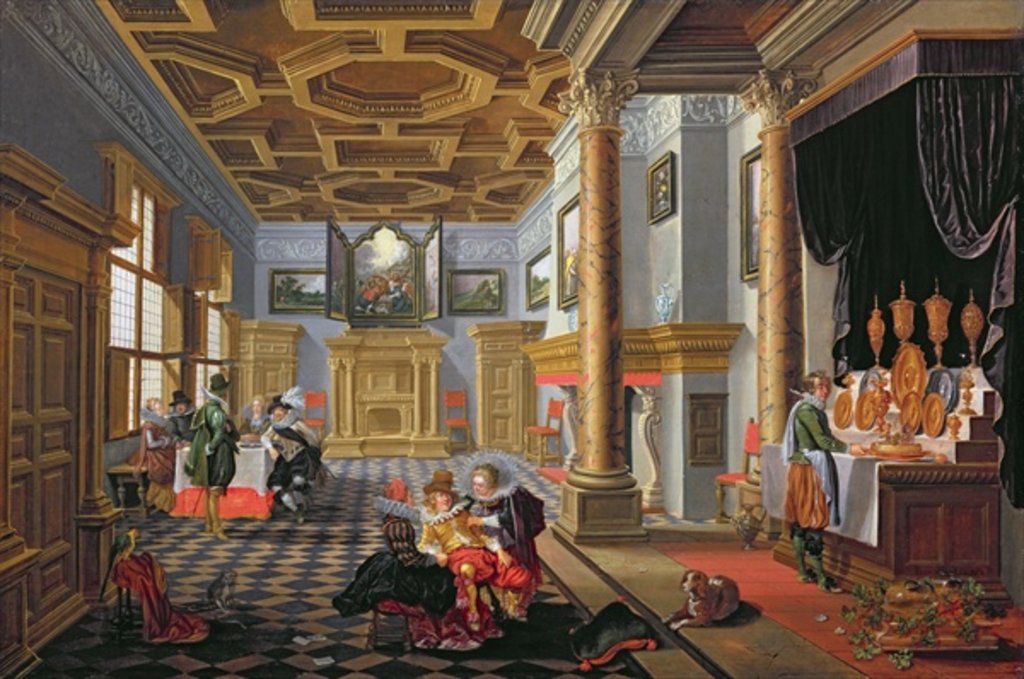 Detail of Elegant Figures dining in a Courtly Interior by B. van & Velde E. van de Bassen