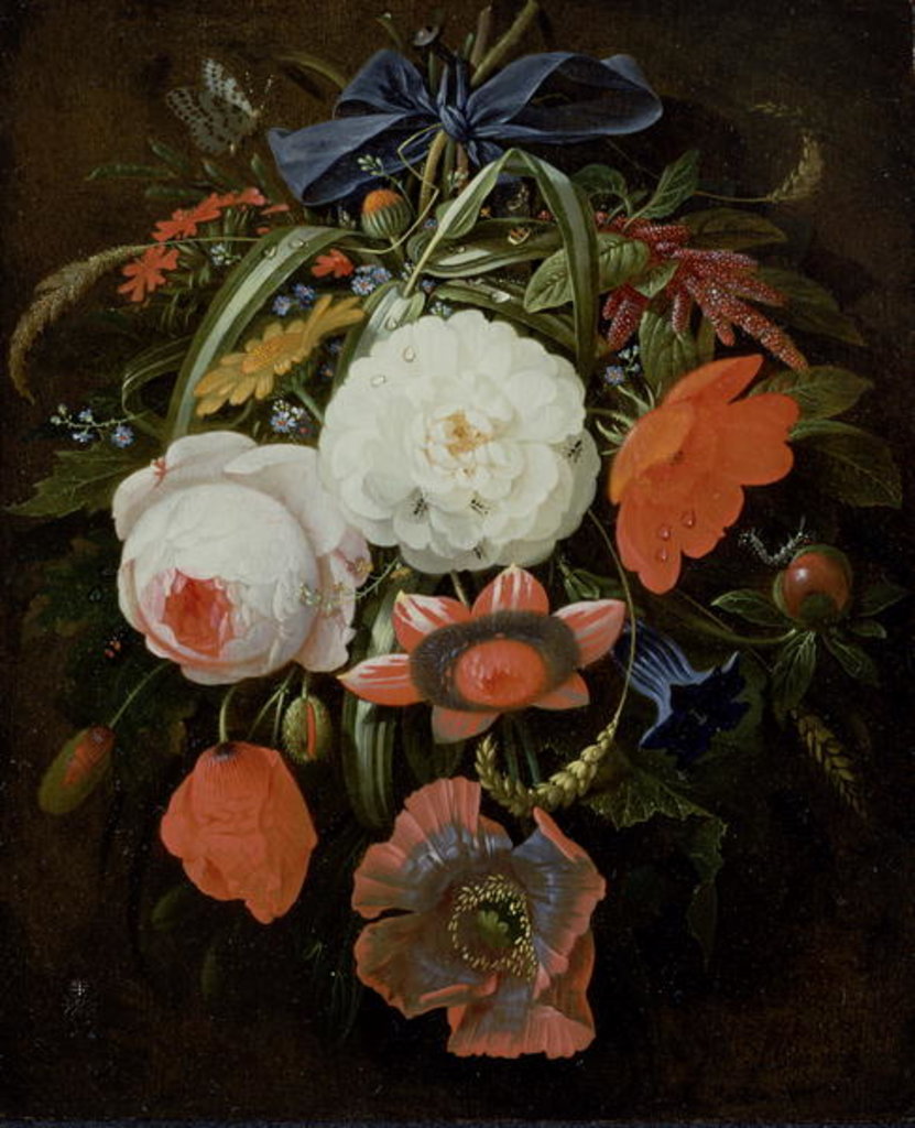 Detail of Still Life of Hanging Flowers by Abraham Mignon