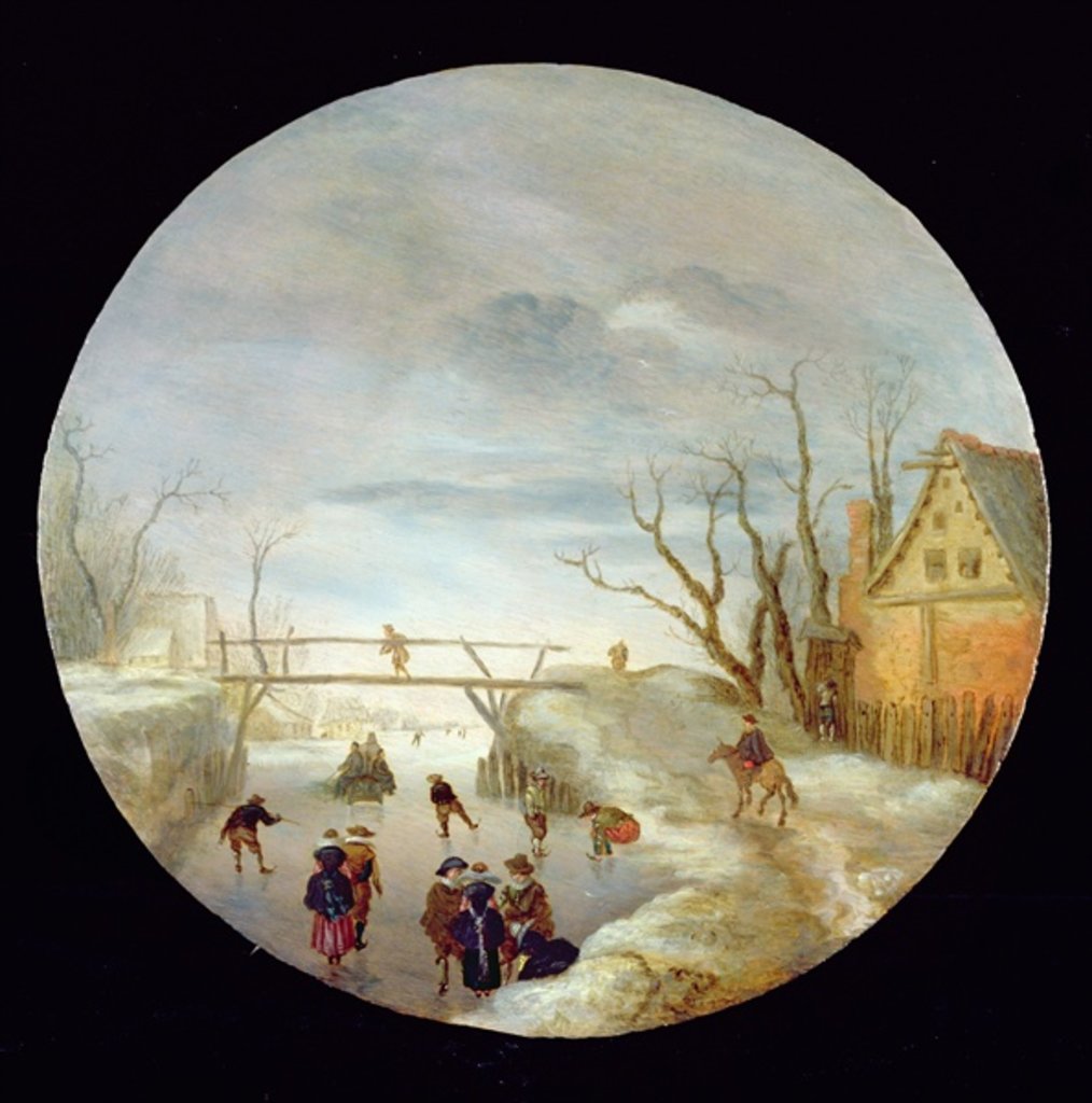 Detail of A Frozen River Landscape by Antoni Verstralen