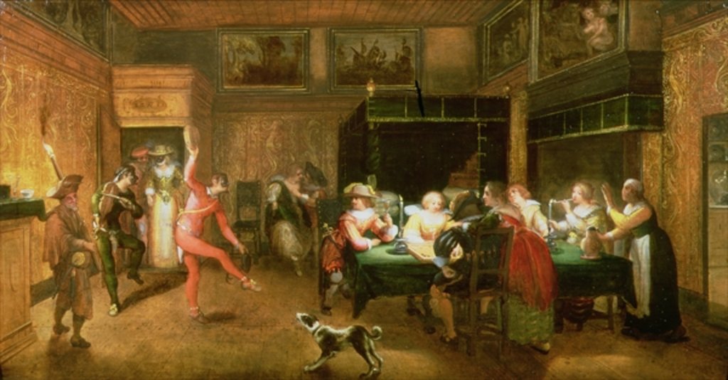 Detail of A Harlequin Entertaining by Willem Anthonissone Anthonis