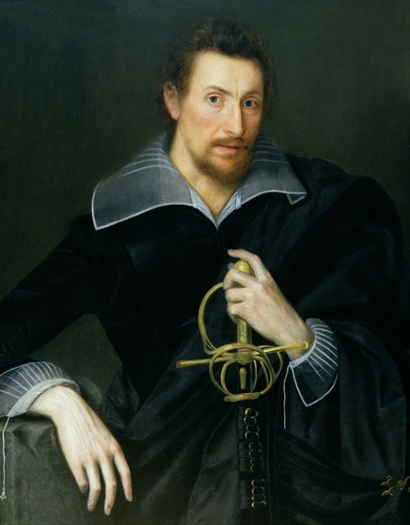 Detail of Portrait of a Man with a Sword by English School