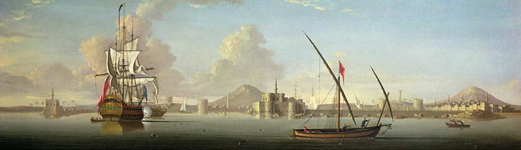 Detail of An Extensive View of the Port of Alexandria with a British Man O'War at Anchor by J. Cook