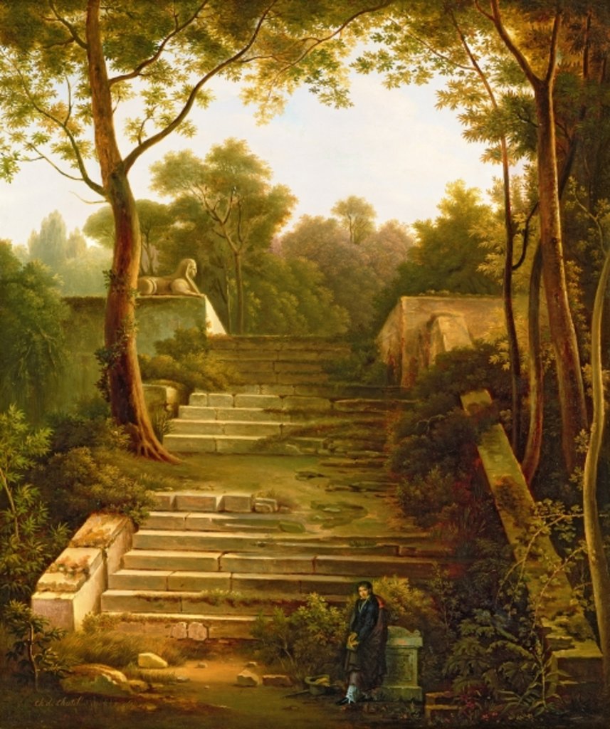 Detail of An Artist within the Ruins of an Italian Garden by Charles de Chatillon