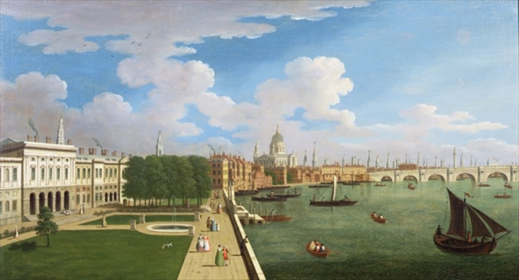 Detail of A Panoramic View of the Thames with St. Paul's by William James