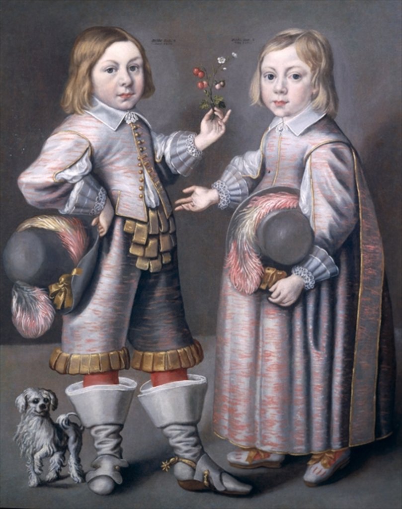 Detail of A Portrait of Two Children by Hendrick Munnichoven