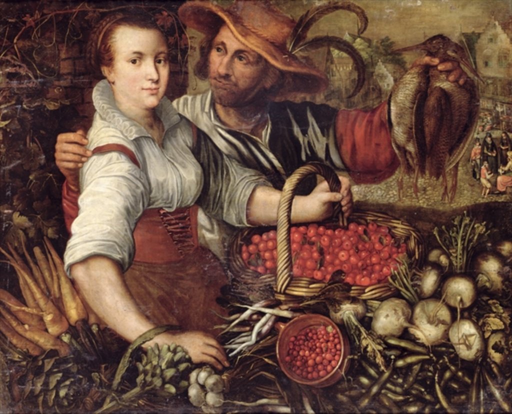 Detail of A Market Scene with Fruit and Vegetable Sellers by Frederick van Valkenborch