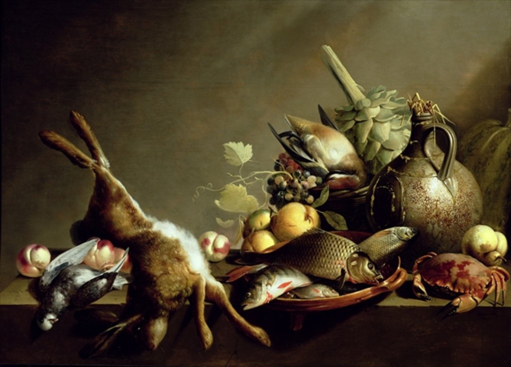 Detail of A Still Life with an Earthenware Jug and Hare by Harmen van Steenwyck