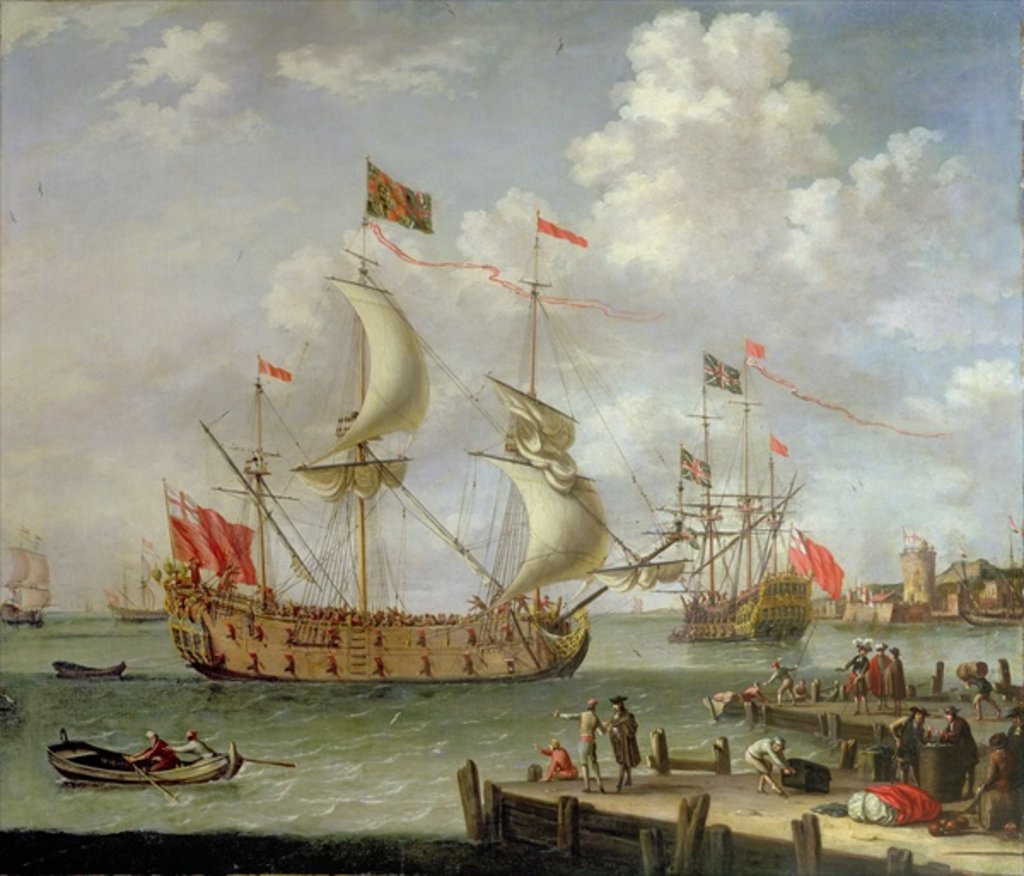 Detail of The Royal Yacht off shore by Nicolas de Castro